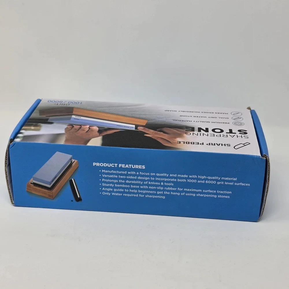 New Sharp Pebble Premium WhiteStone Sharpening Stone Bamboo Base 1000/6000 Grit